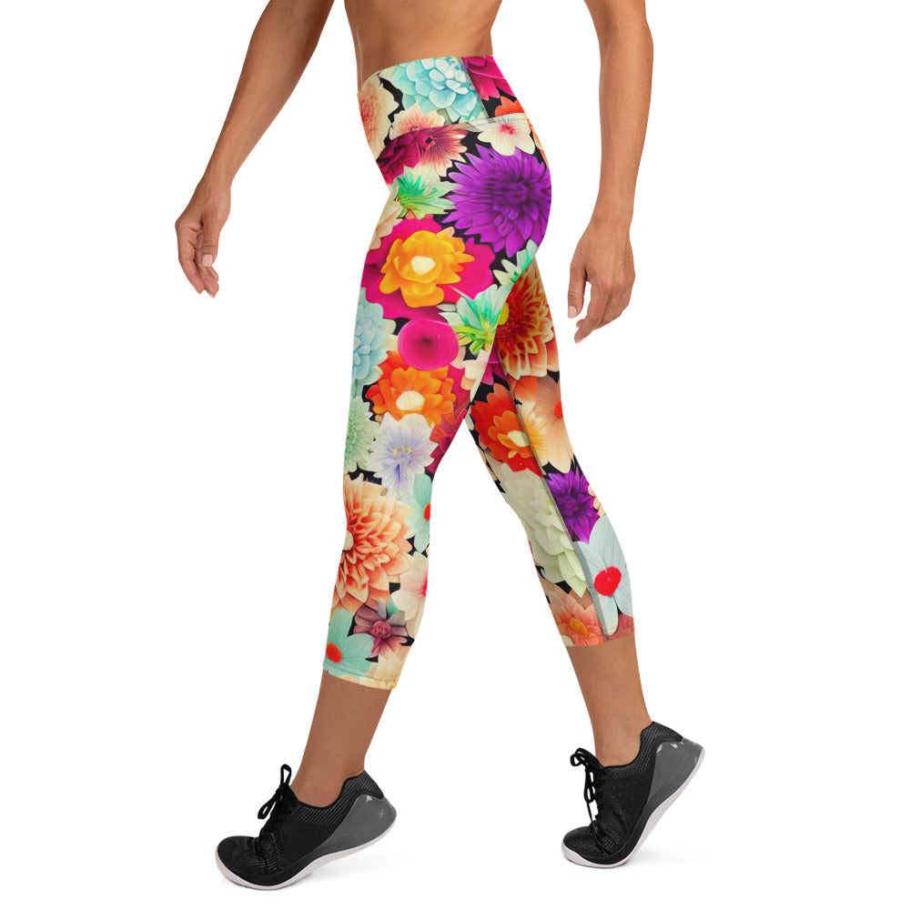 DMV 0424 Floral Yoga Capri Leggings