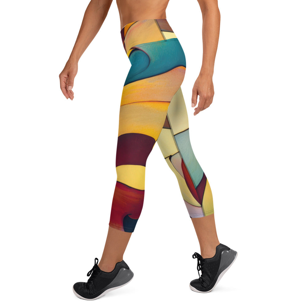 DMV 1551 Abstract Art Yoga Capri Leggings