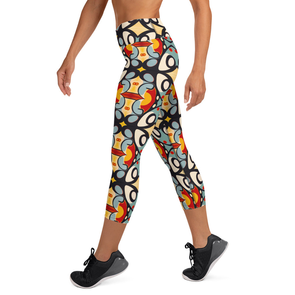 DMV 0869 Vintage Artsy Yoga Capri Leggings