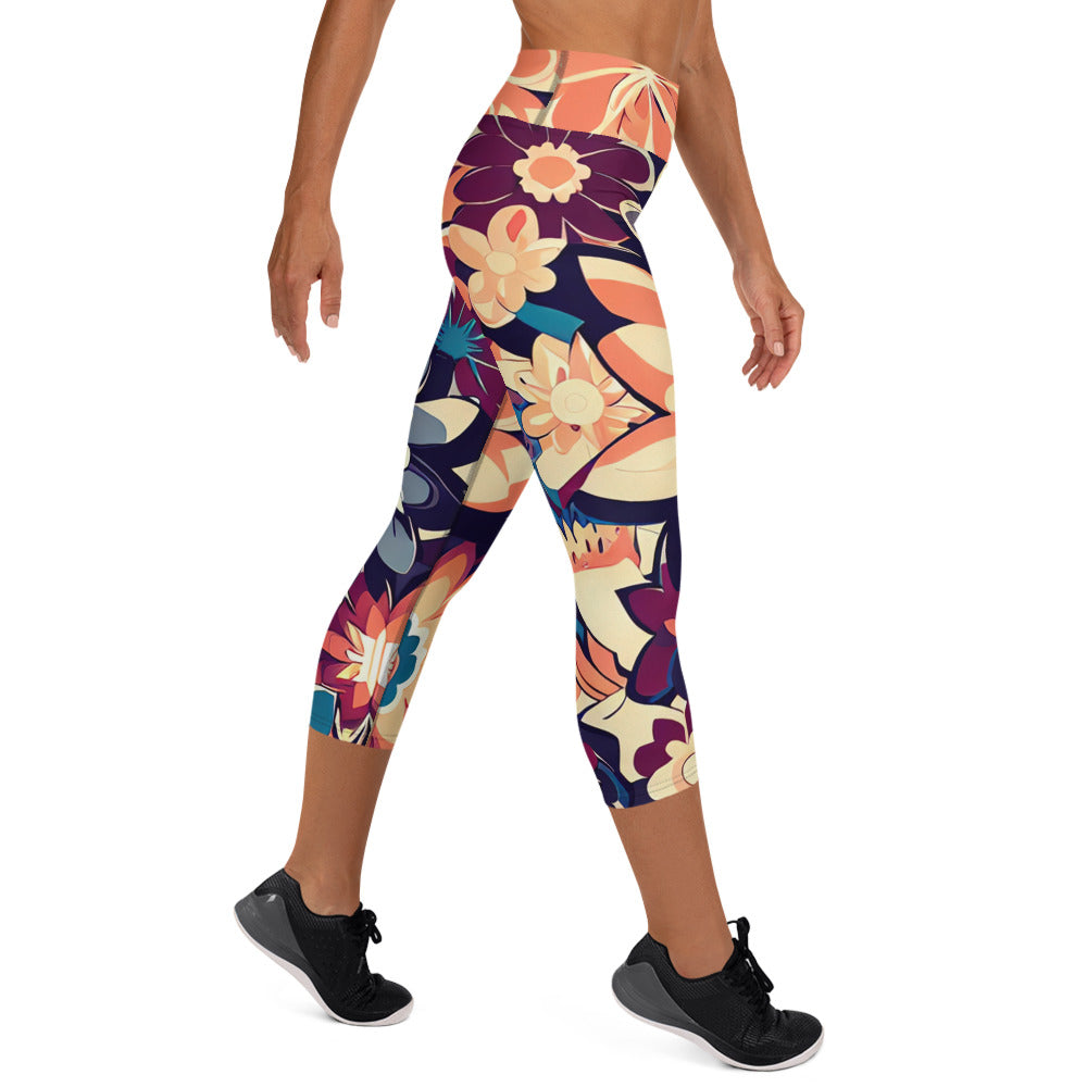 DMV 0253 Floral Yoga Capri Leggings