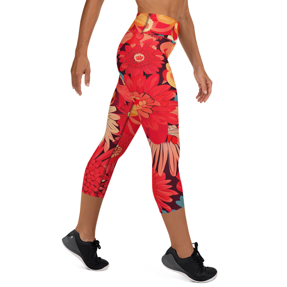 DMV 0105 Floral Yoga Capri Leggings