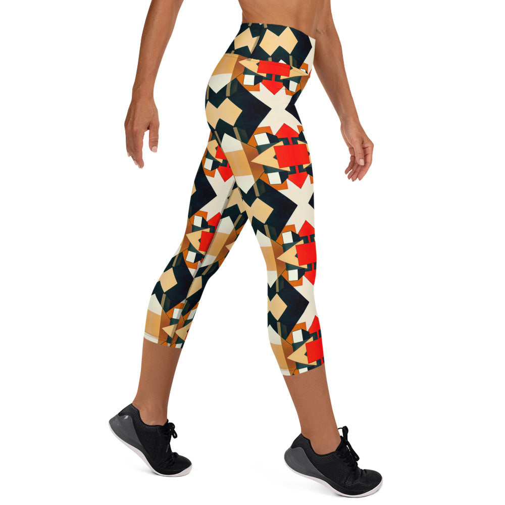 DMV 0138 Geo Boho Yoga Capri Leggings