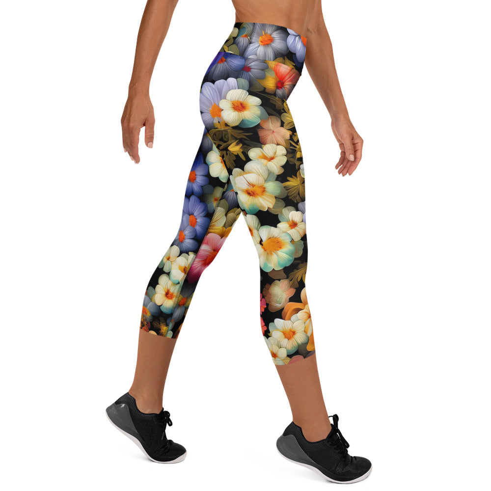 DMV 1522 Floral Yoga Capri Leggings