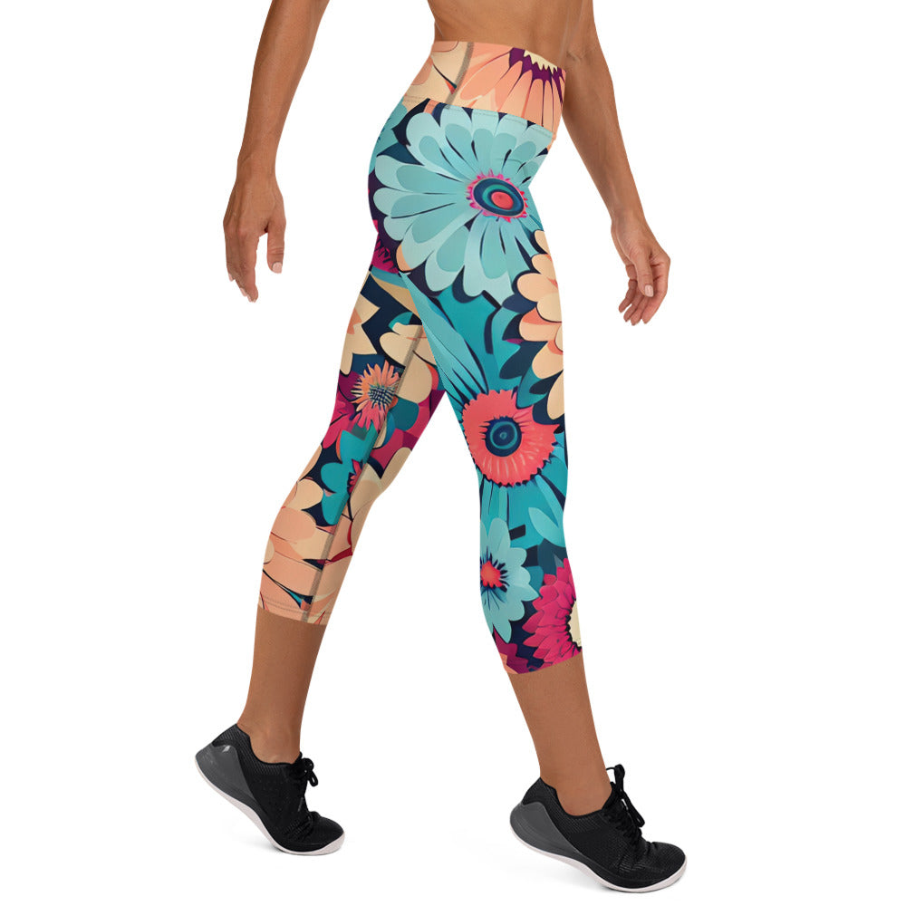 DMV 0293 Floral Yoga Capri Leggings