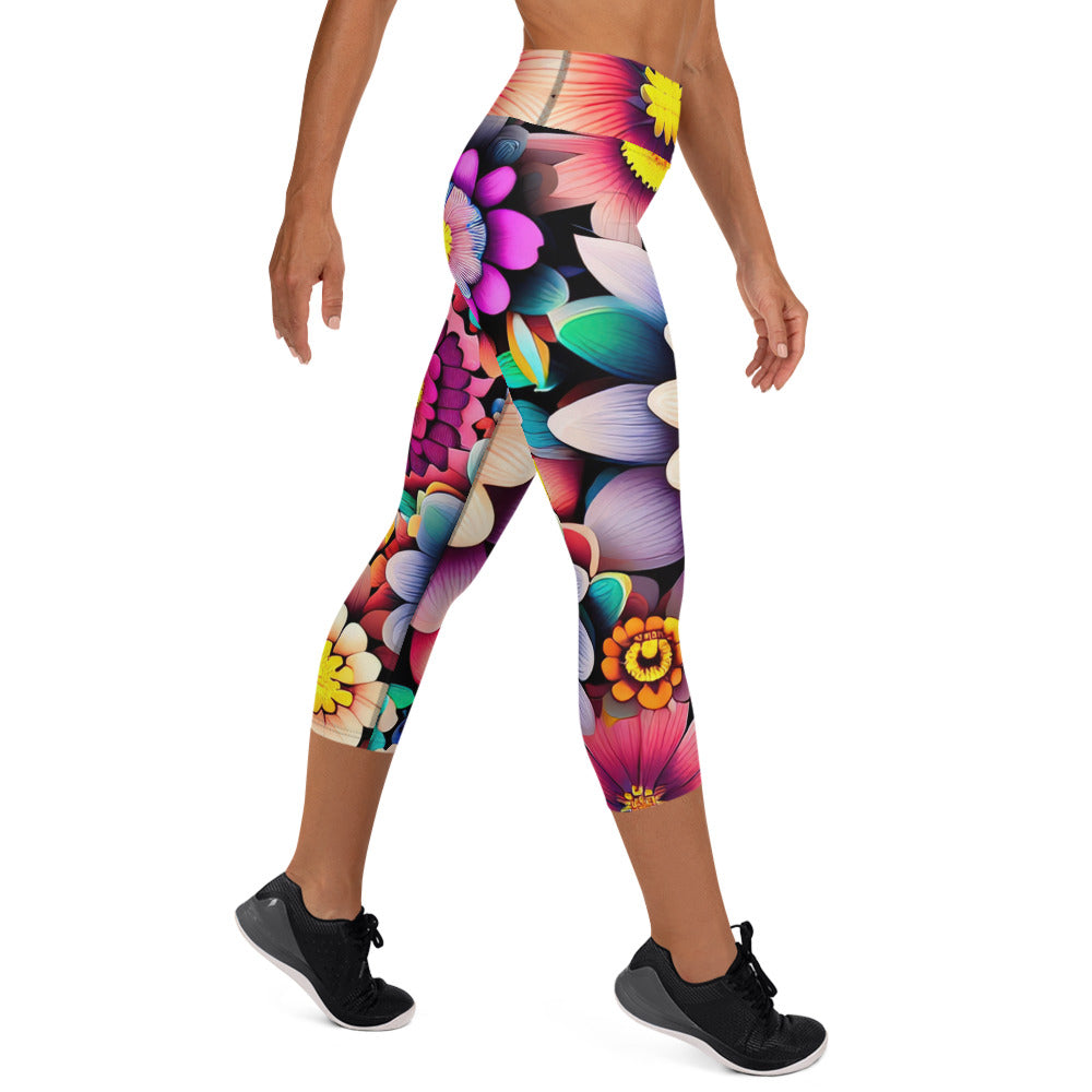 DMV 0515 Floral Yoga Capri Leggings