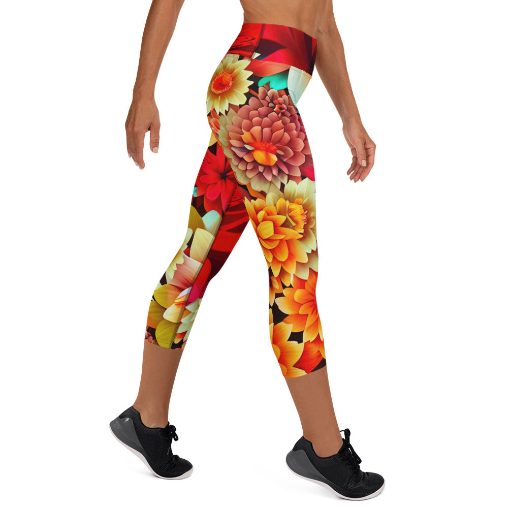 DMV 0419 Floral Yoga Capri Leggings