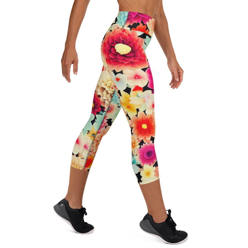 DMV 0424 Floral Yoga Capri Leggings