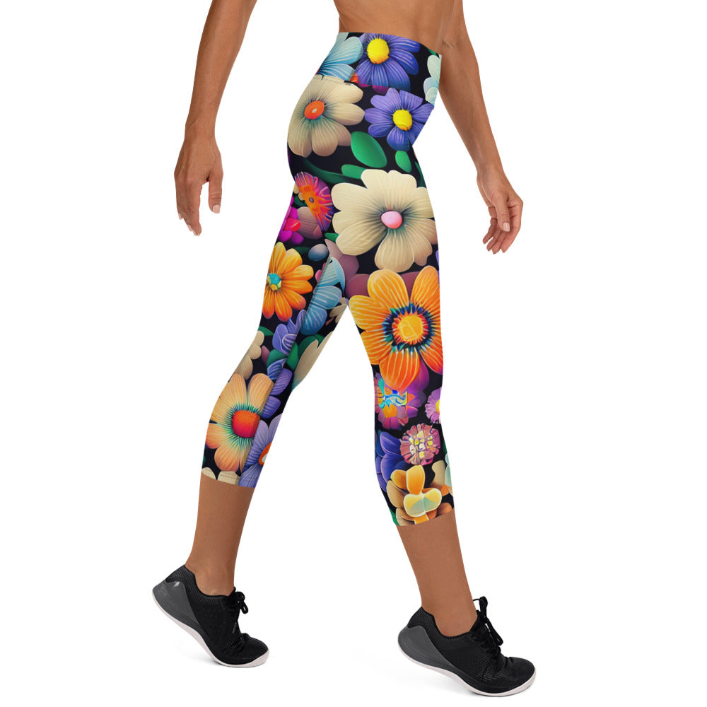 DMV 0783 Floral Yoga Capri Leggings