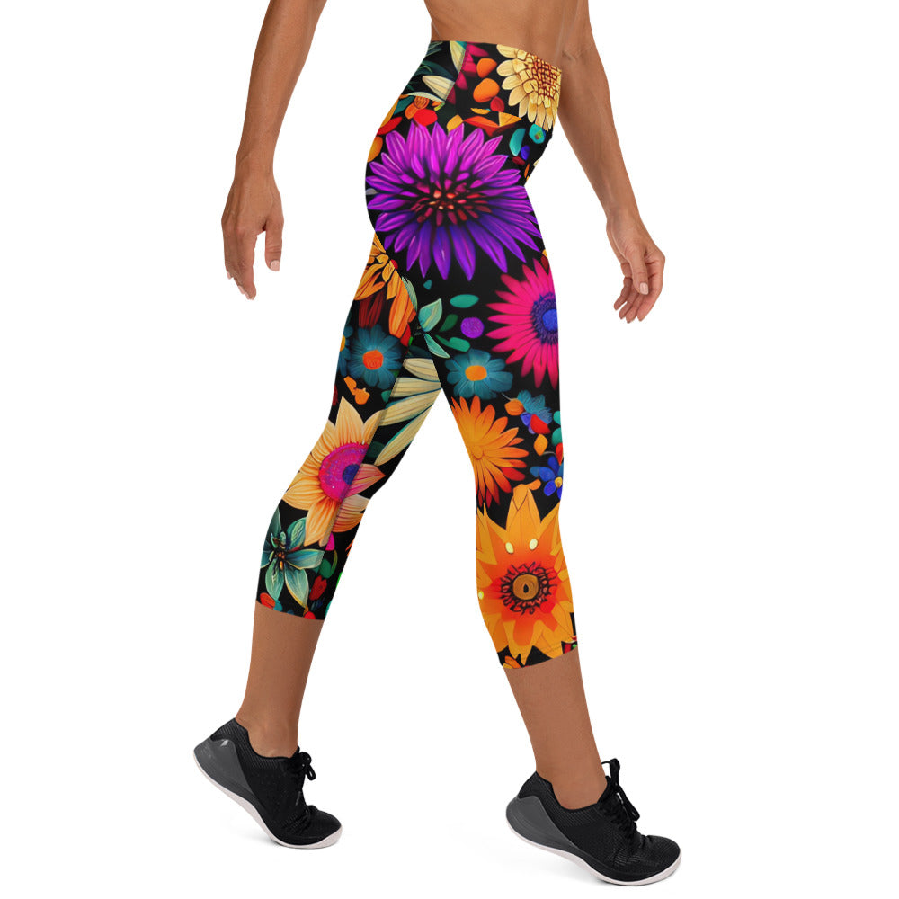 DMV 0329 Floral Yoga Capri Leggings