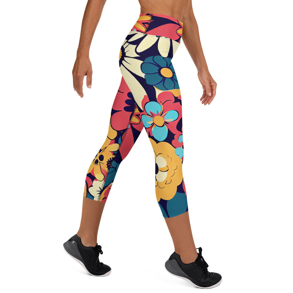 DMV 0392 Floral Yoga Capri Leggings