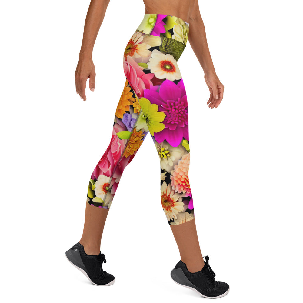 DMV 0557 Floral Yoga Capri Leggings