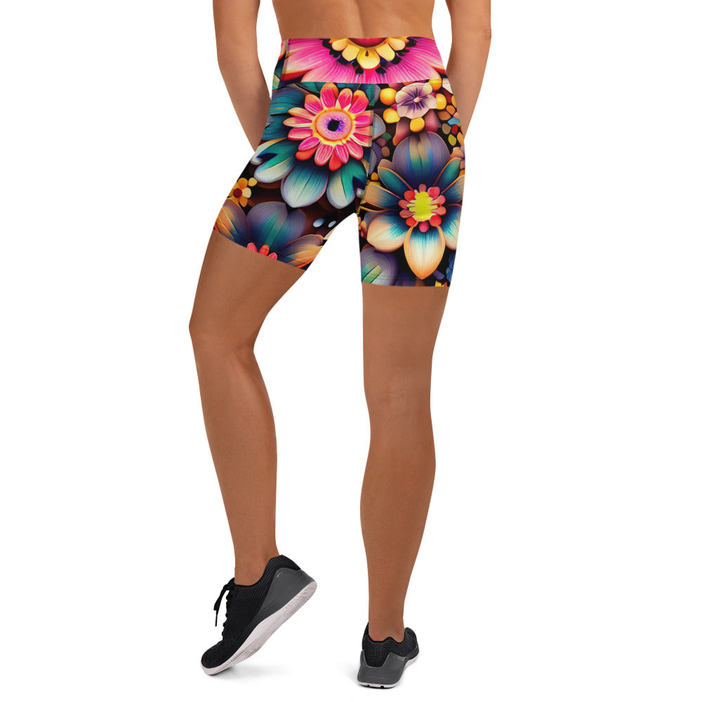 DMV 0219 Floral Yoga Shorts