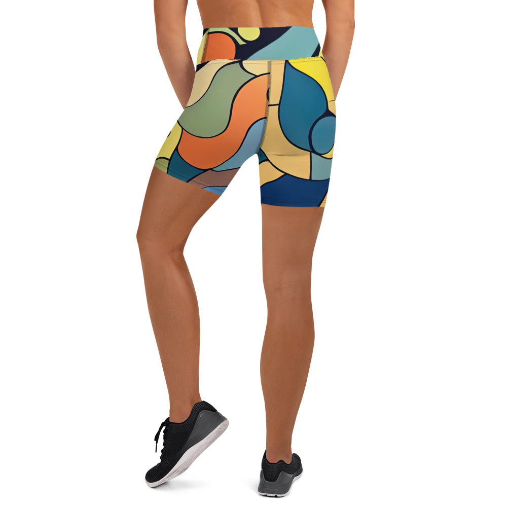 DMV 0242 Retro Art Yoga Shorts