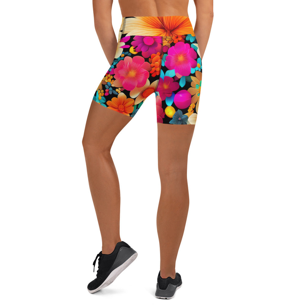 DMV 0259 Floral Yoga Shorts