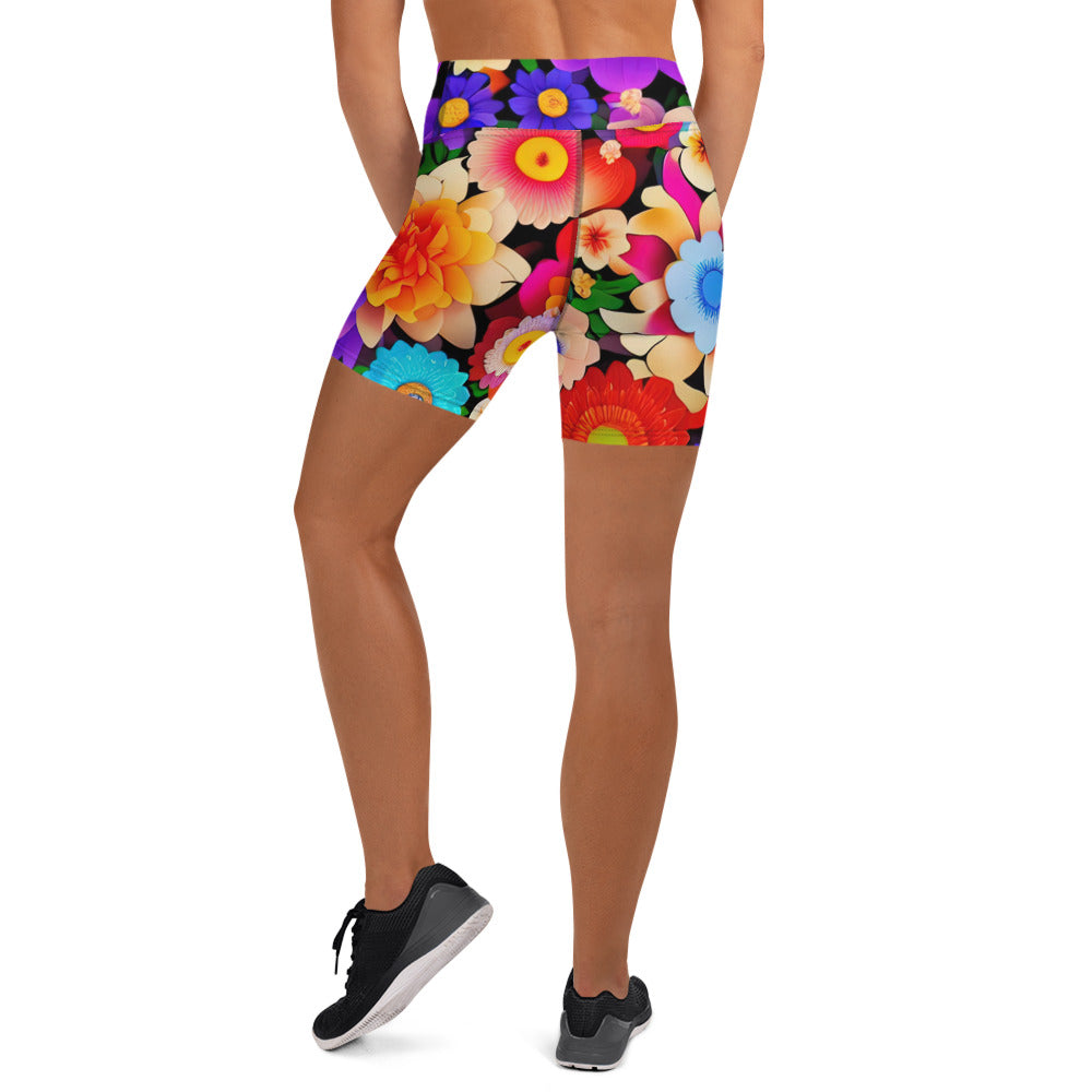 DMV 0309 Floral Yoga Shorts