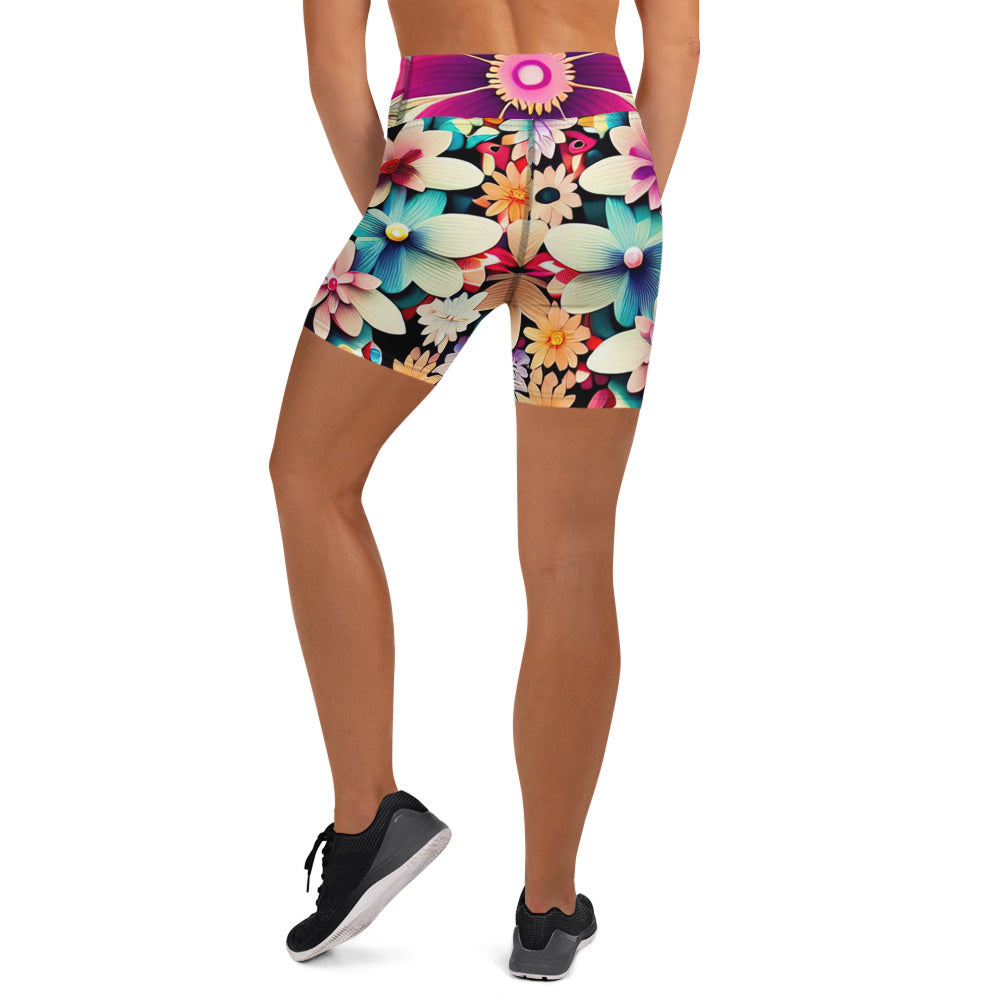 DMV 0307 Floral Yoga Shorts