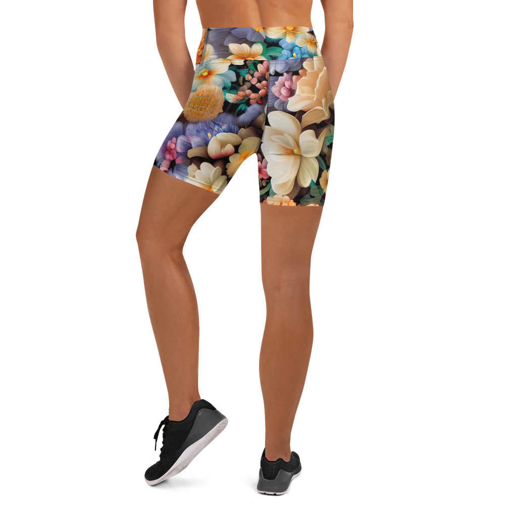 DMV 0302 Floral Yoga Shorts