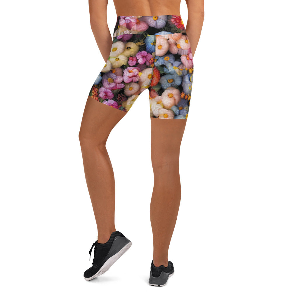 DMV 1427 Floral Yoga Shorts