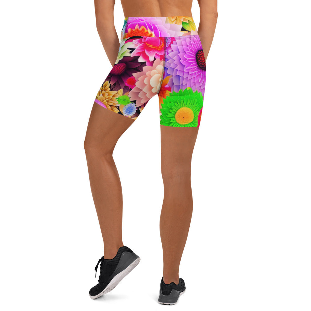 DMV 0764 Floral Yoga Shorts