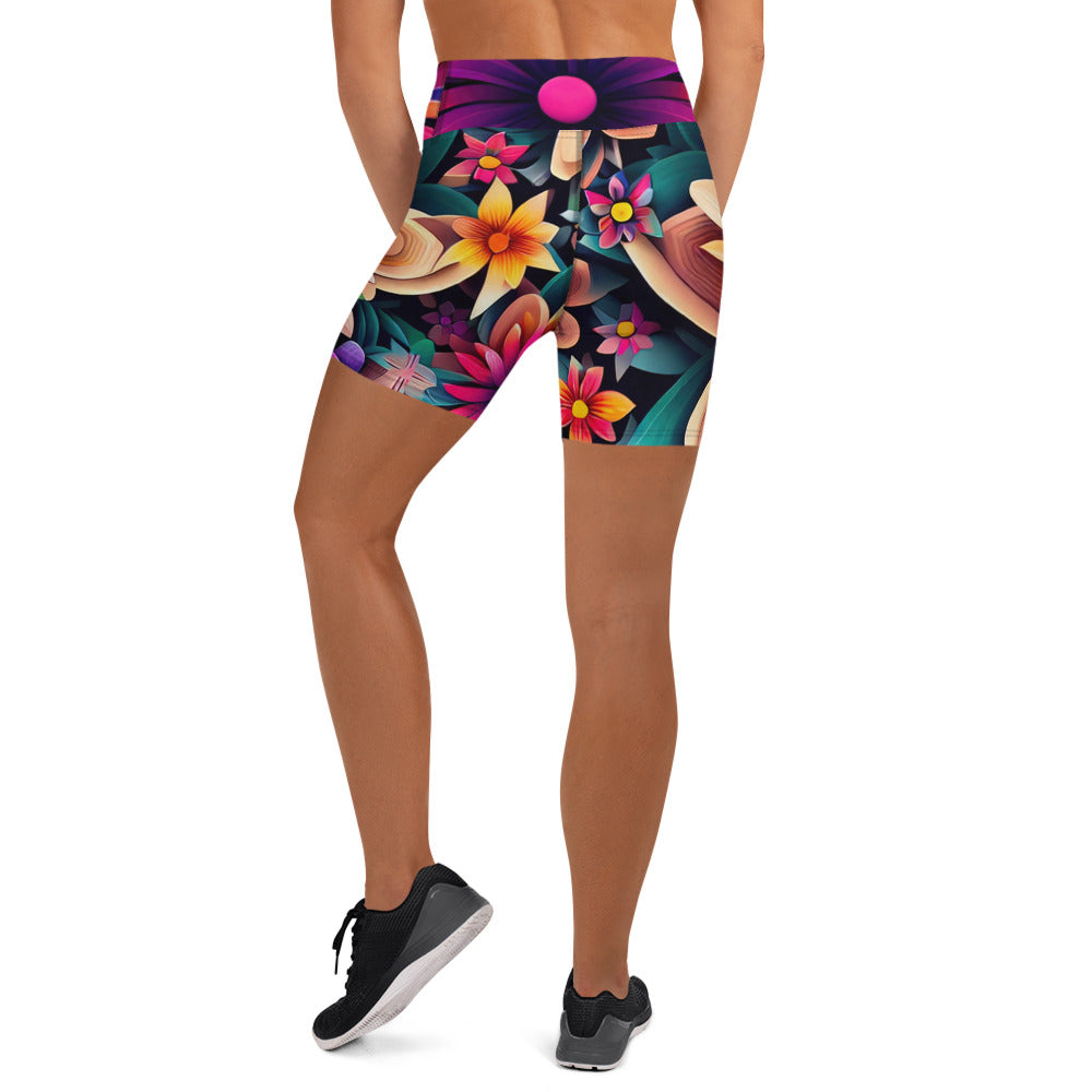 DMV 0658 Floral Yoga Shorts