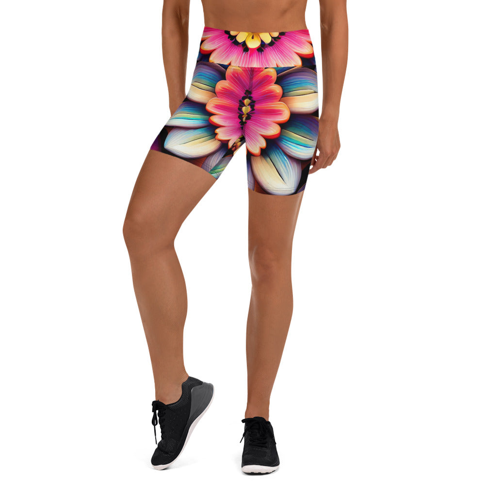 DMV 0219 Floral Yoga Shorts