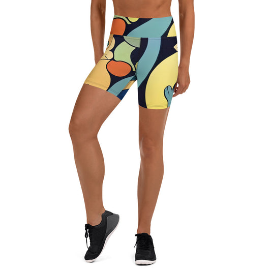 DMV 0242 Retro Art Yoga Shorts