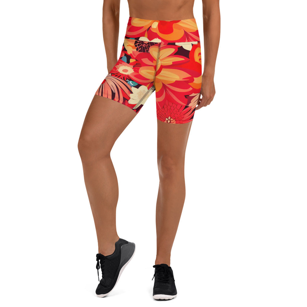 DMV 0105 Floral Yoga Shorts