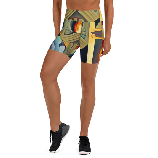 DMV 0237 Retro Art Yoga Shorts