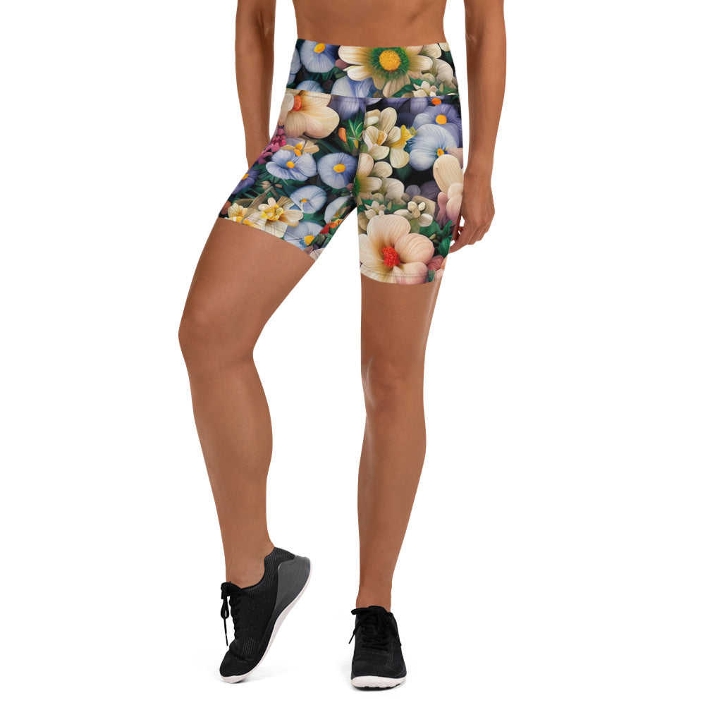 DMV 0114 Floral Yoga Shorts