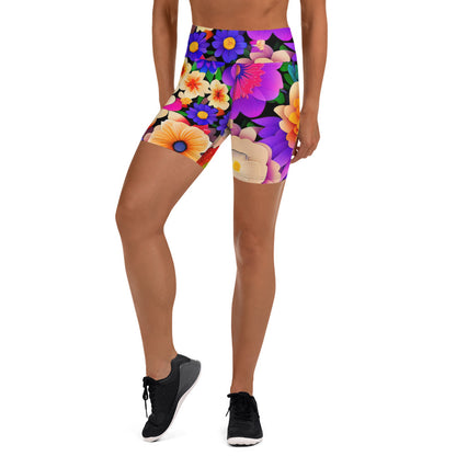 DMV 0309 Floral Yoga Shorts