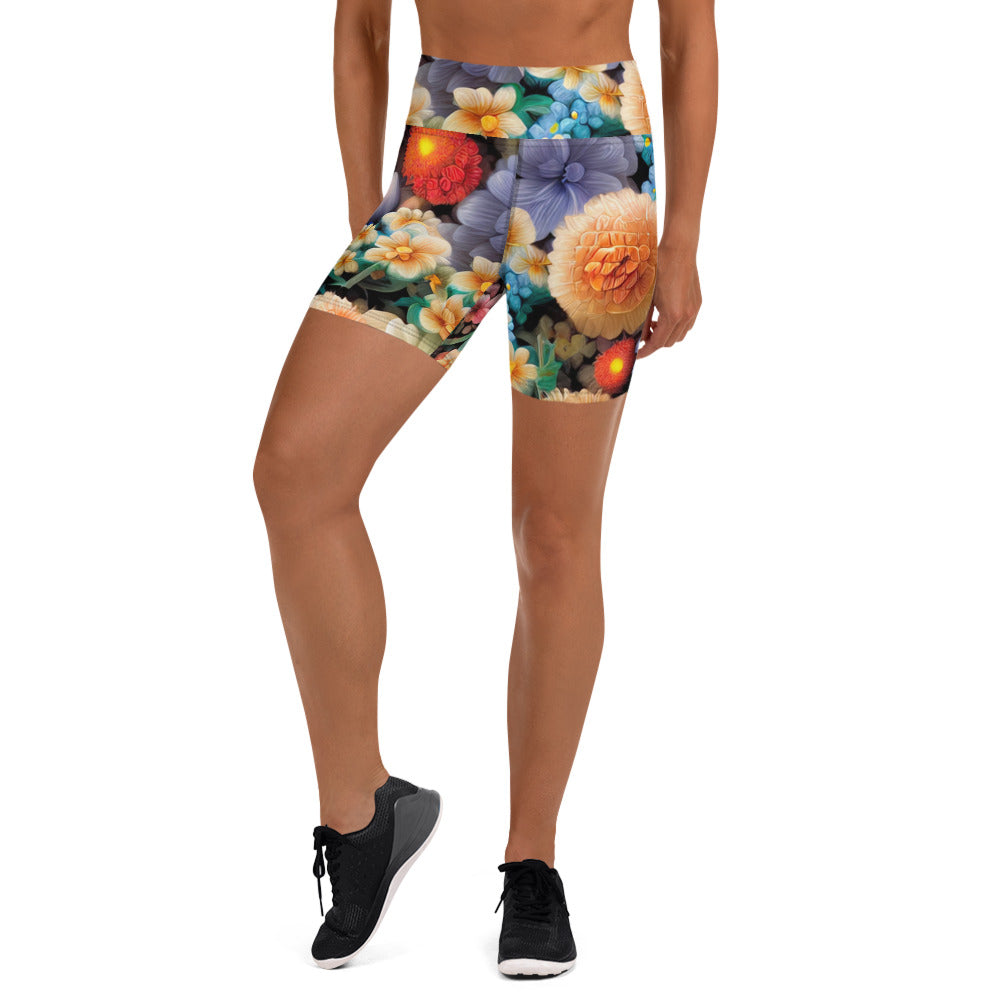 DMV 0302 Floral Yoga Shorts