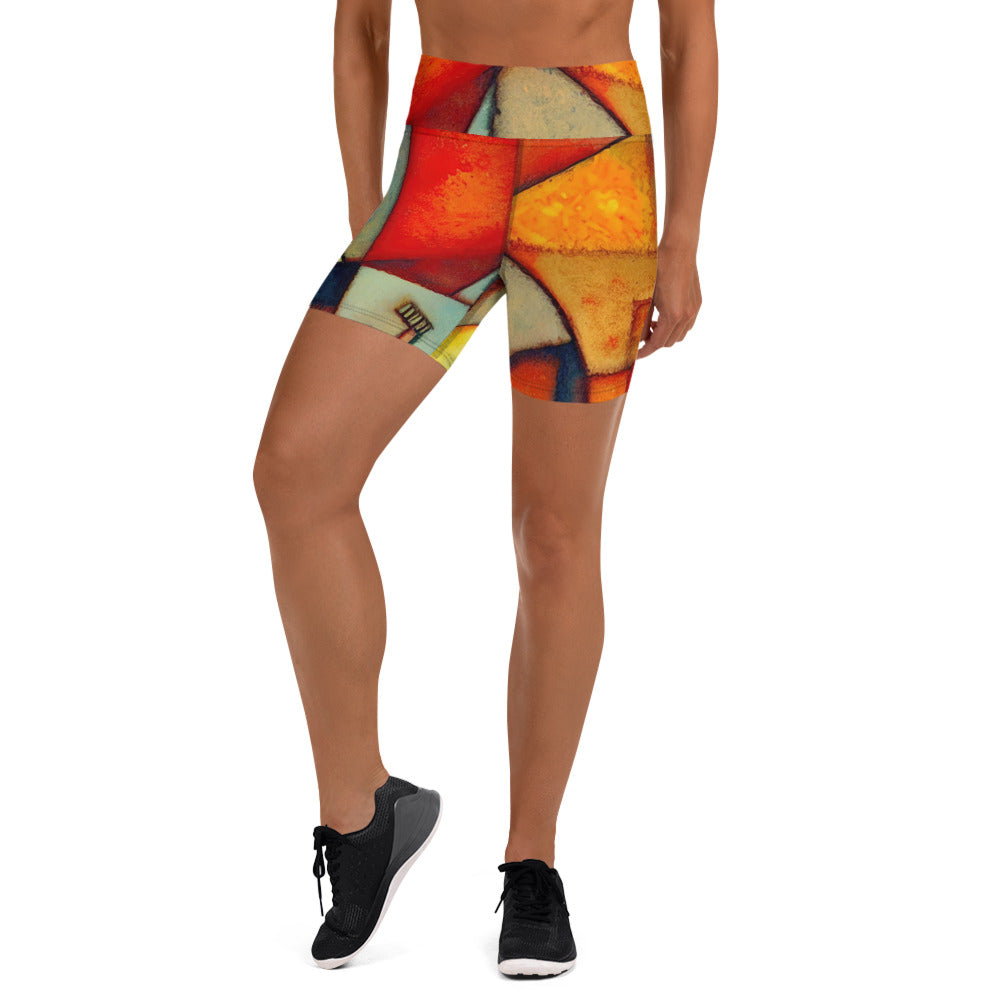 DMV 0298 Retro Art Yoga Shorts