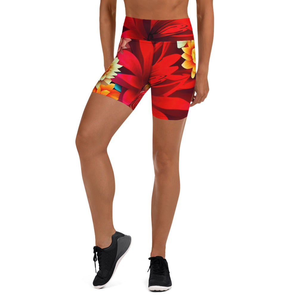 DMV 0419 Floral Yoga Shorts