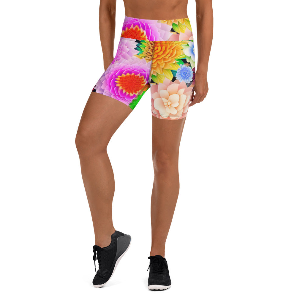 DMV 0764 Floral Yoga Shorts