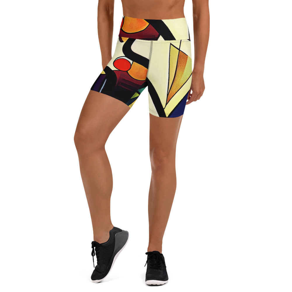 DMV 1806 Retro Art Yoga Shorts