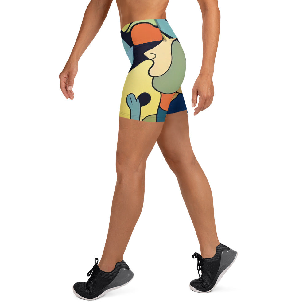 DMV 0242 Retro Art Yoga Shorts