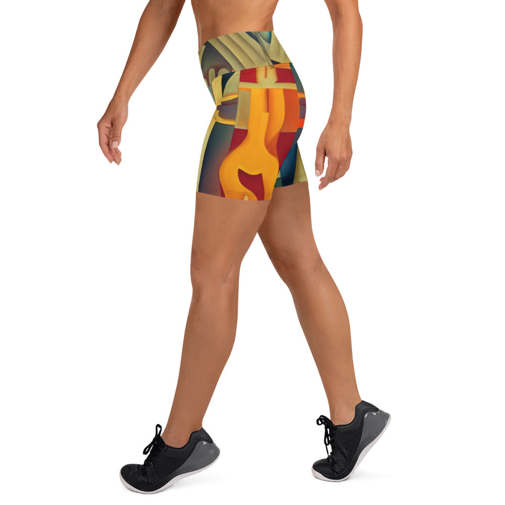 DMV 0237 Retro Art Yoga Shorts