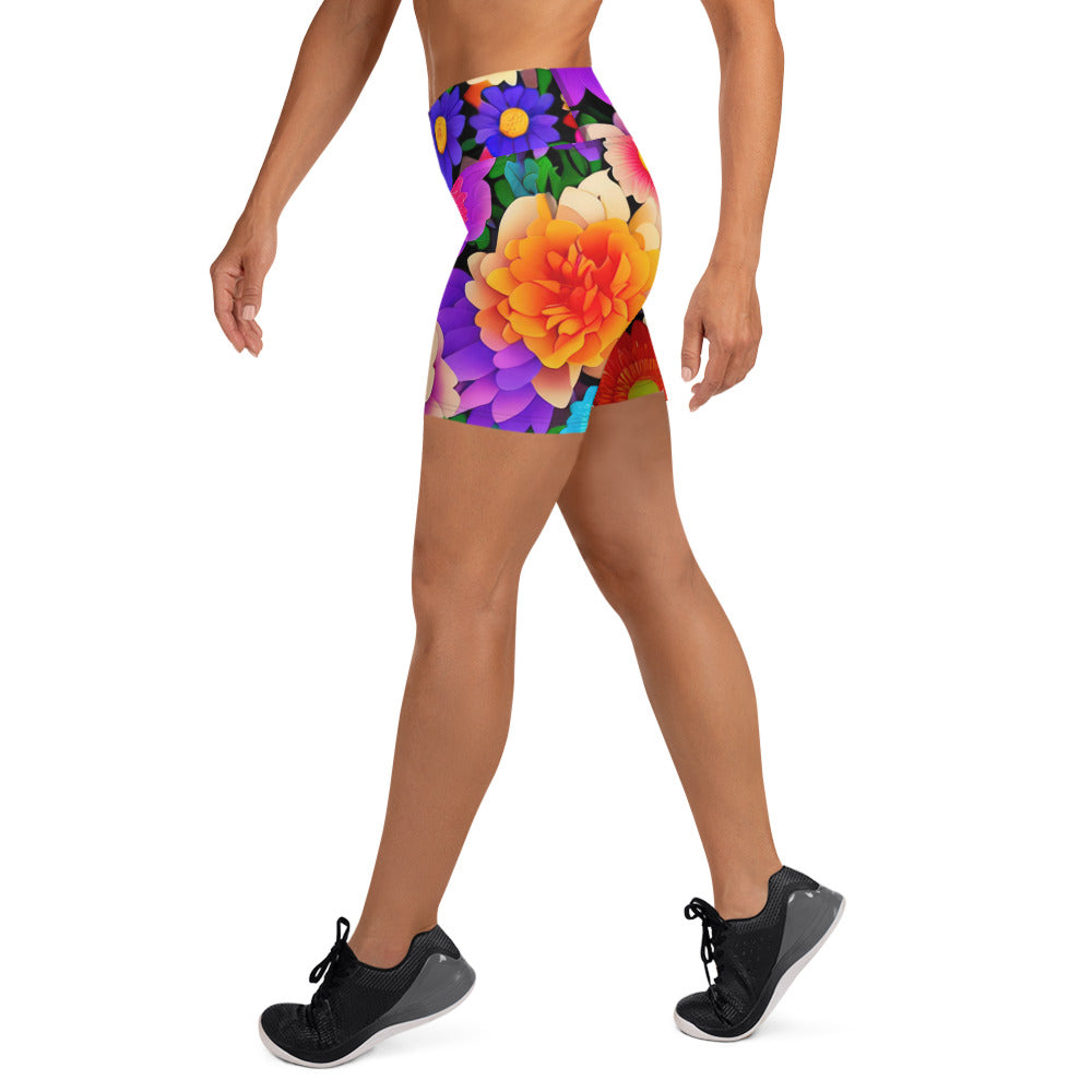 DMV 0309 Floral Yoga Shorts