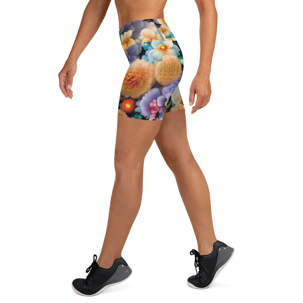 DMV 0302 Floral Yoga Shorts