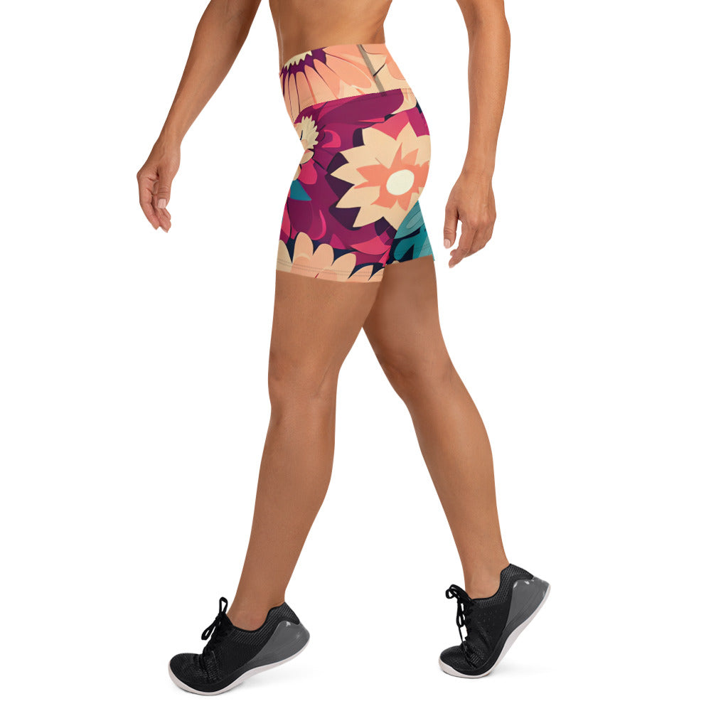 DMV 0293 Floral Yoga Shorts