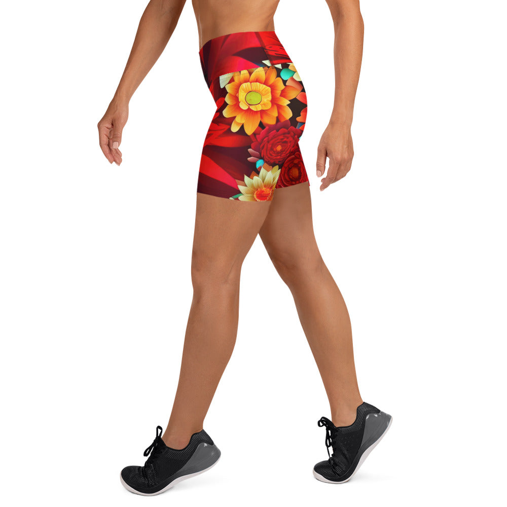 DMV 0419 Floral Yoga Shorts