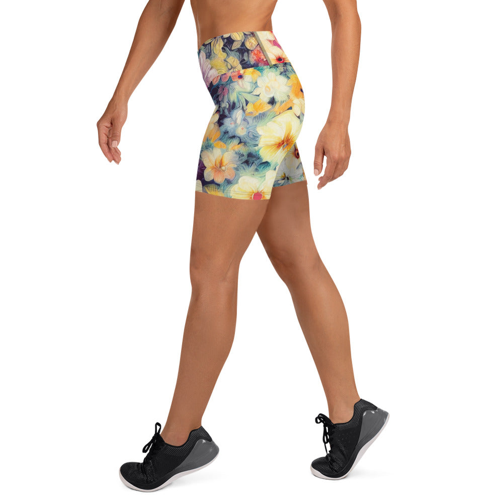 DMV 0513 Floral Yoga Shorts