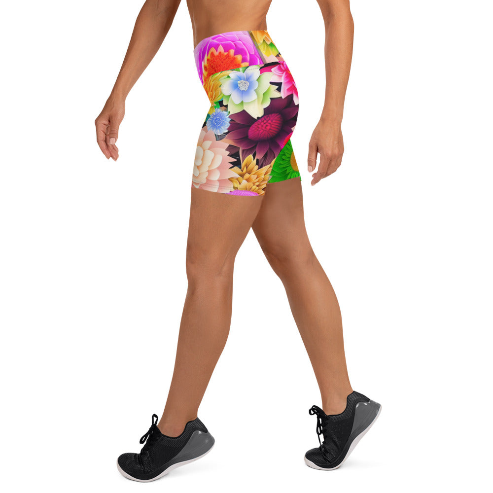 DMV 0764 Floral Yoga Shorts