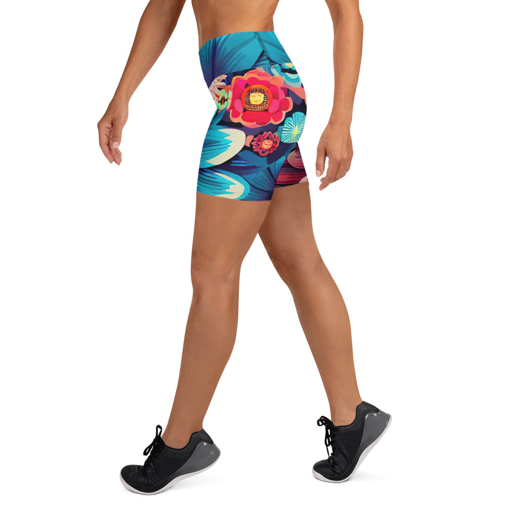 DMV 0636 Floral Yoga Shorts