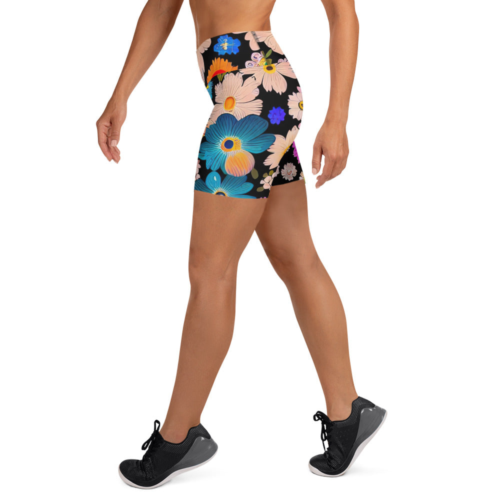 DMV 1089 Floral Yoga Shorts