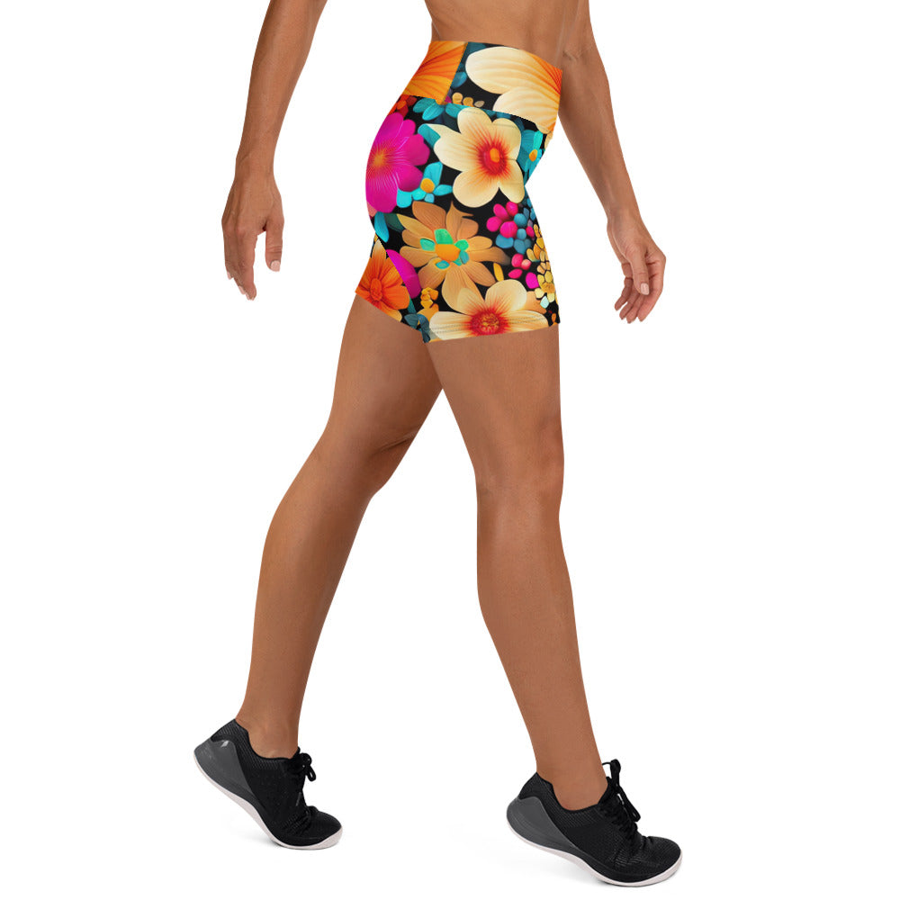 DMV 0259 Floral Yoga Shorts