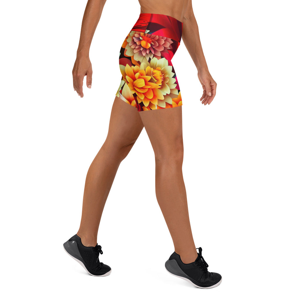 DMV 0419 Floral Yoga Shorts