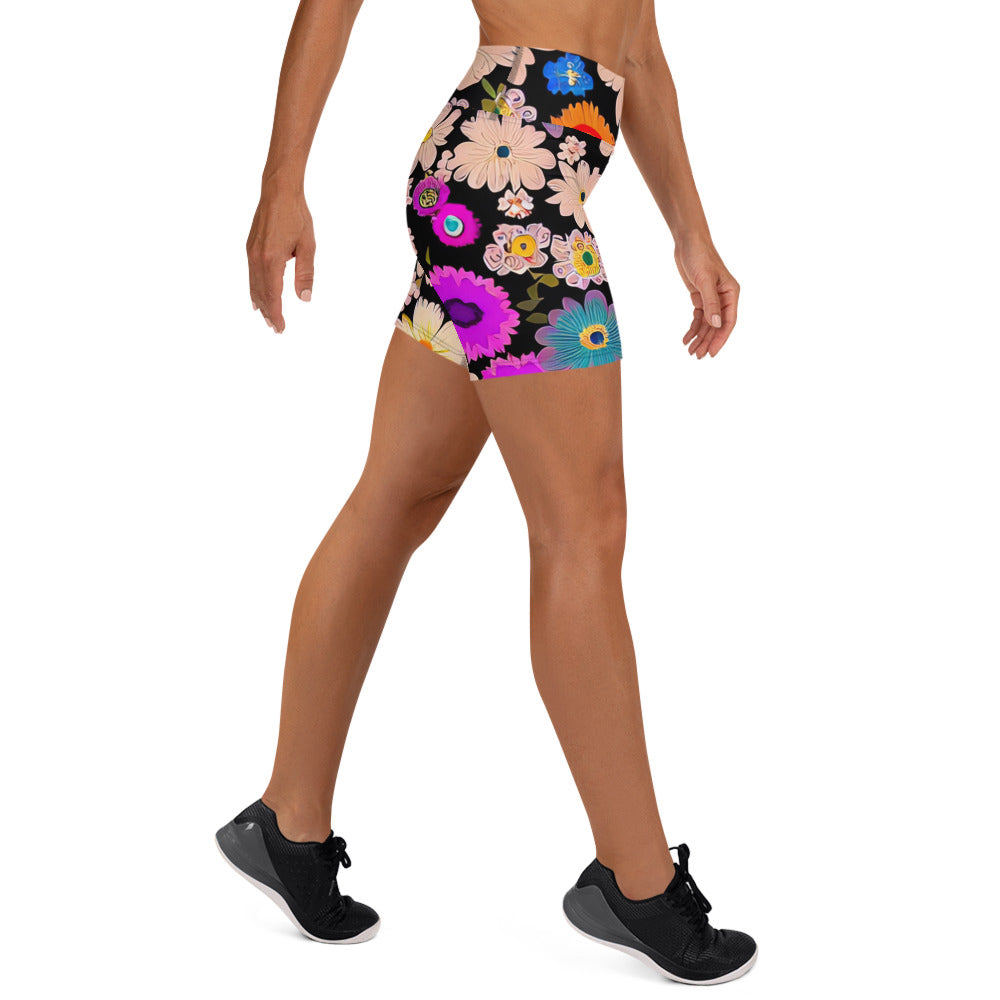 DMV 1089 Floral Yoga Shorts