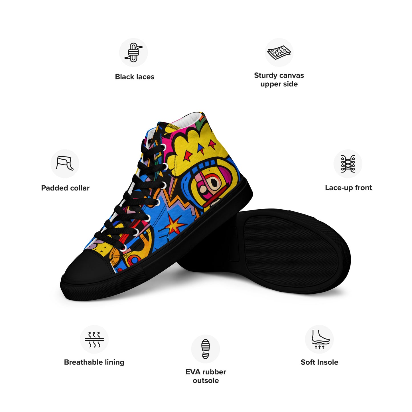 DMV 0235 Psy Art Men’s high top canvas shoes