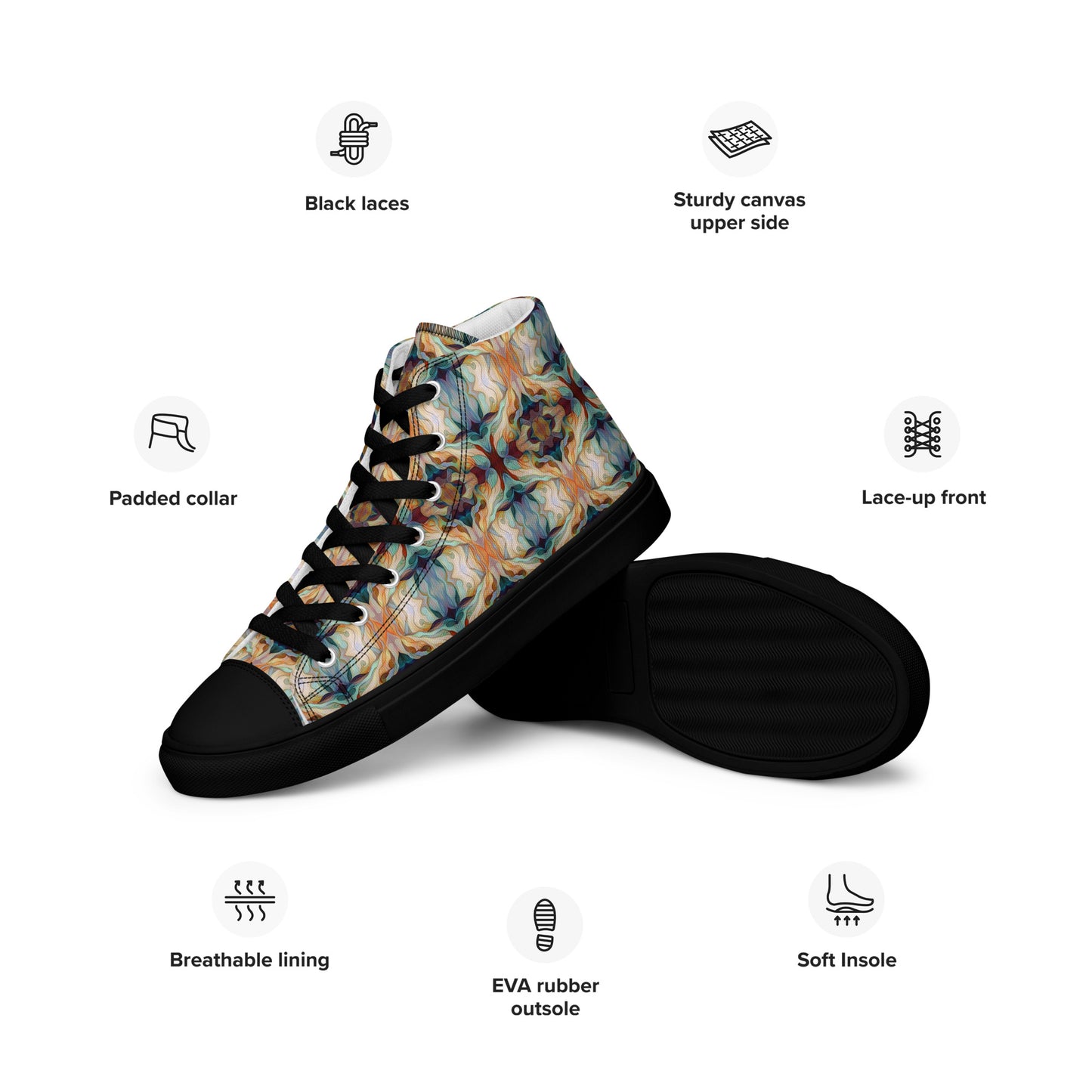 DMV 0273 Chic Boho Men’s high top canvas shoes